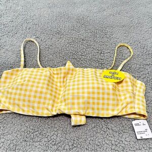 Forever 21 Yellow Gingham Bikini Top (Size XL, NWT):